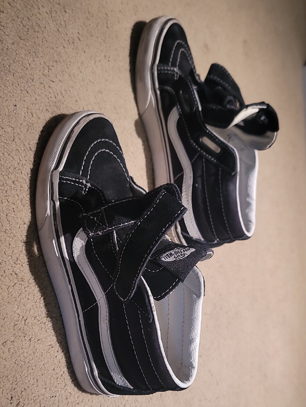 Vans Kids Black & White Velcro Skate Sneakers